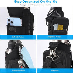 Magnetic Water Bottle Holder with Phone Pocket & Strap