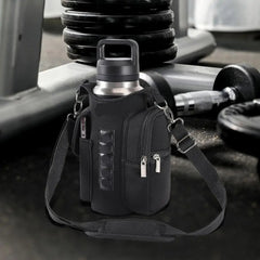 Magnetic Water Bottle Holder with Phone Pocket & Strap