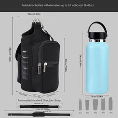 Magnetic Water Bottle Holder with Phone Pocket & Strap