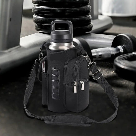 Magnetic Water Bottle Holder with Phone Pocket & Strap